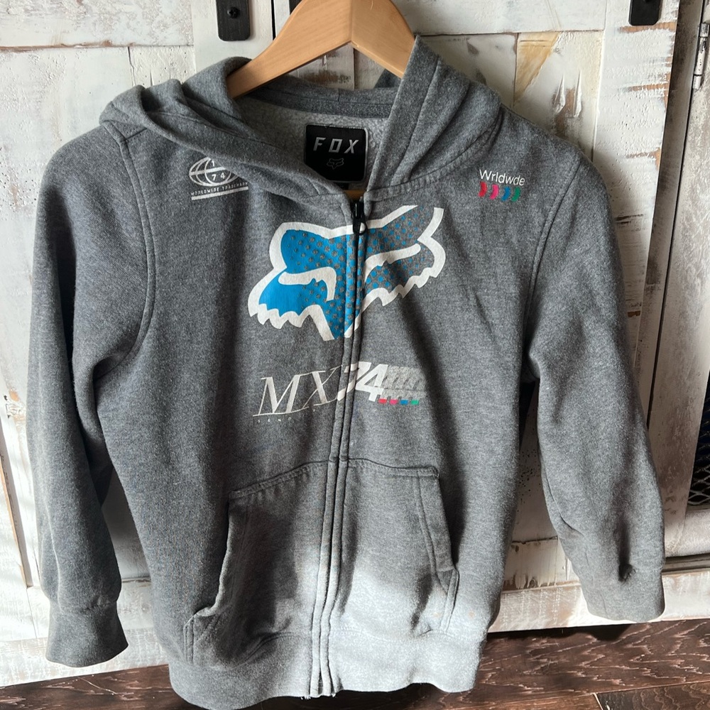 Boys fox racing zip up hoodie medium